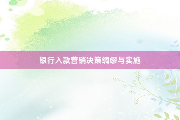 银行入款营销决策绸缪与实施